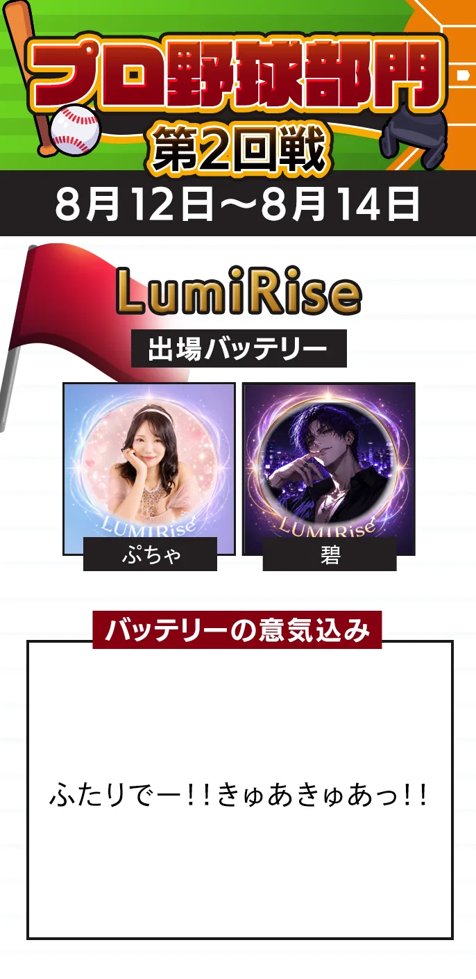 LumiRise 準決勝の出場バッテリー