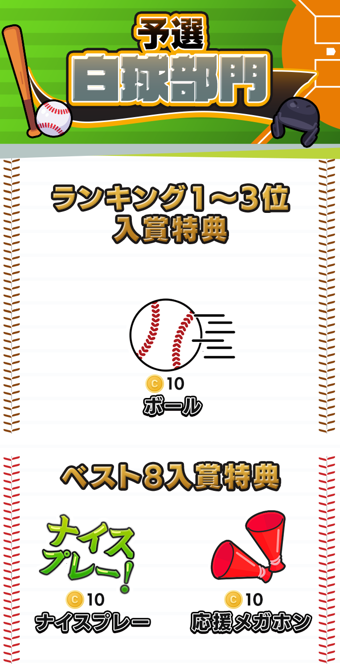 白球部門 予選特典
