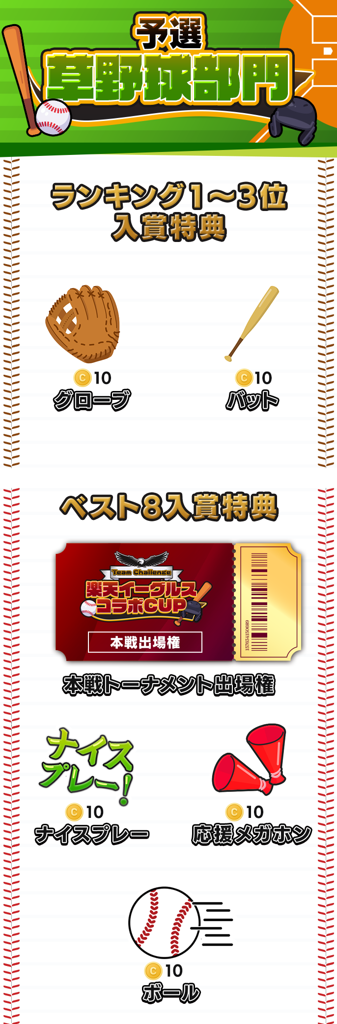 草野球部門 予選特典
